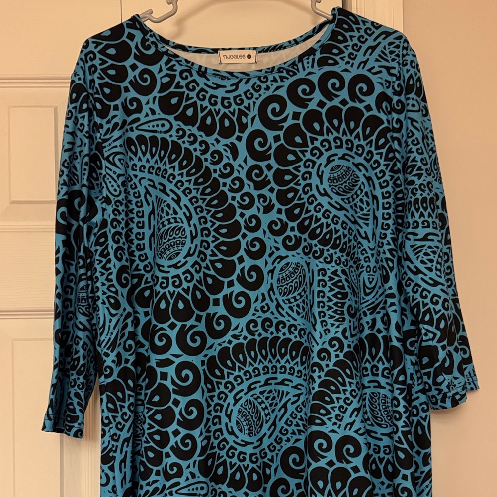 Nuggles Blue and Black Patterned Blouse!!